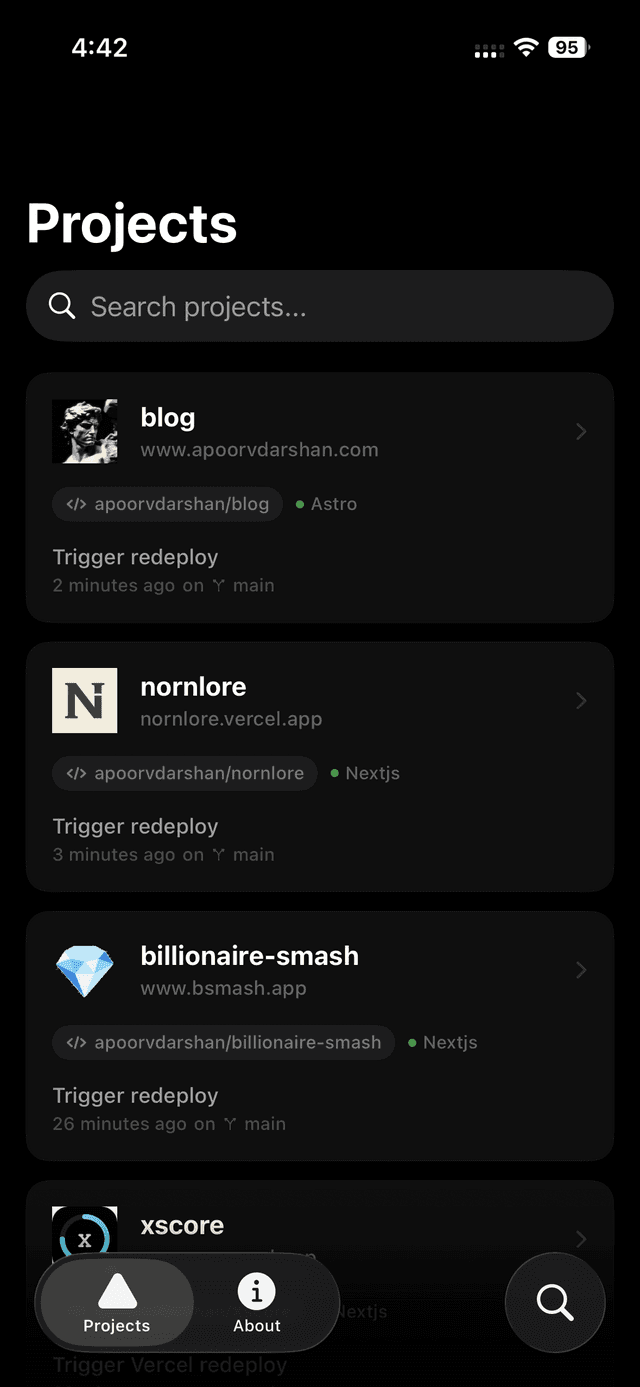 Verceltics project browser